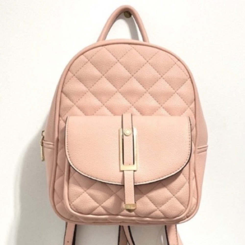 La Terre Light Pink Cream Quilted Mini Backpack
